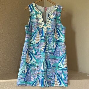 Lilly Pulitzer Harper Dress - Blue & Green Sailboat Print